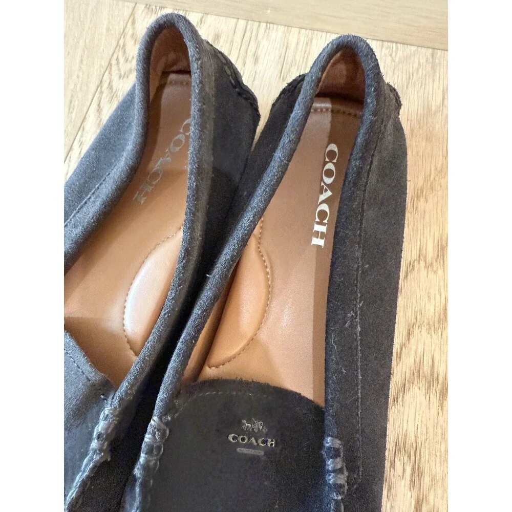Coach Dark Brown Suede Driving Moccasins Slip On Shoes Flats Women’s Size 10